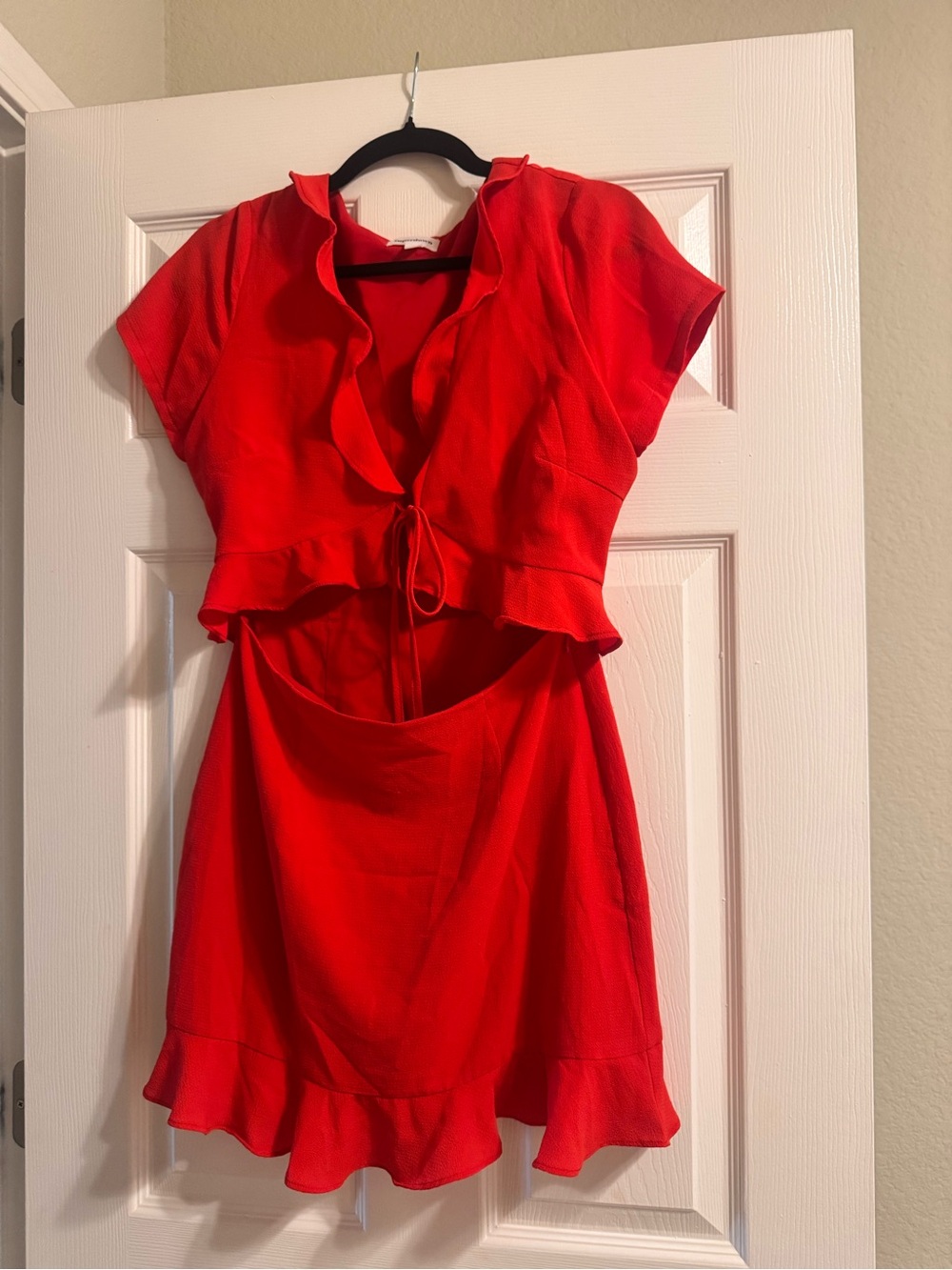 superdown Red Ruffle Tie-Front Mini Dress - Picture 4 of 9